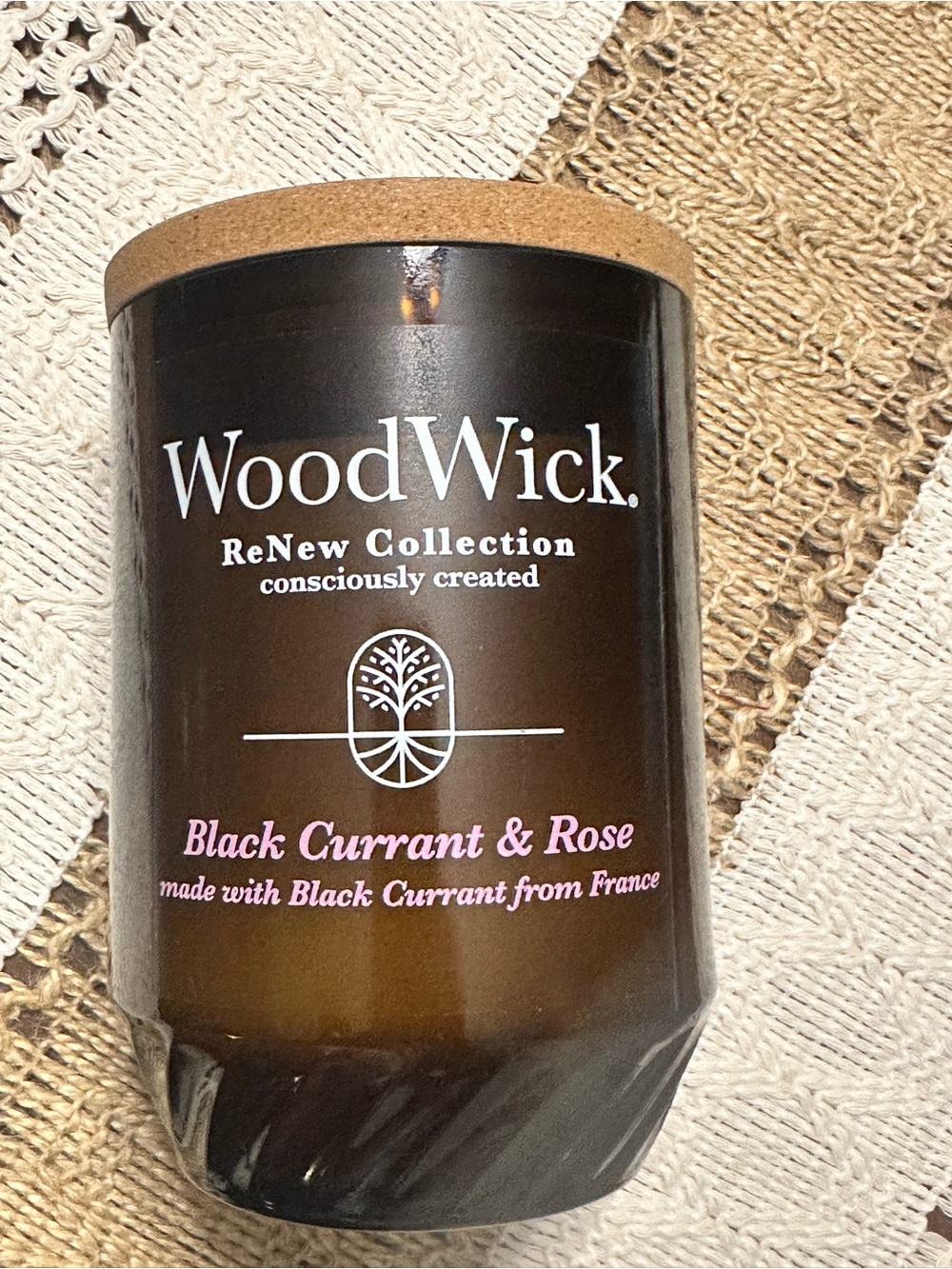 NEW WoodWick Black Currant & Rose Scented Candle - Brown Glass 13oz